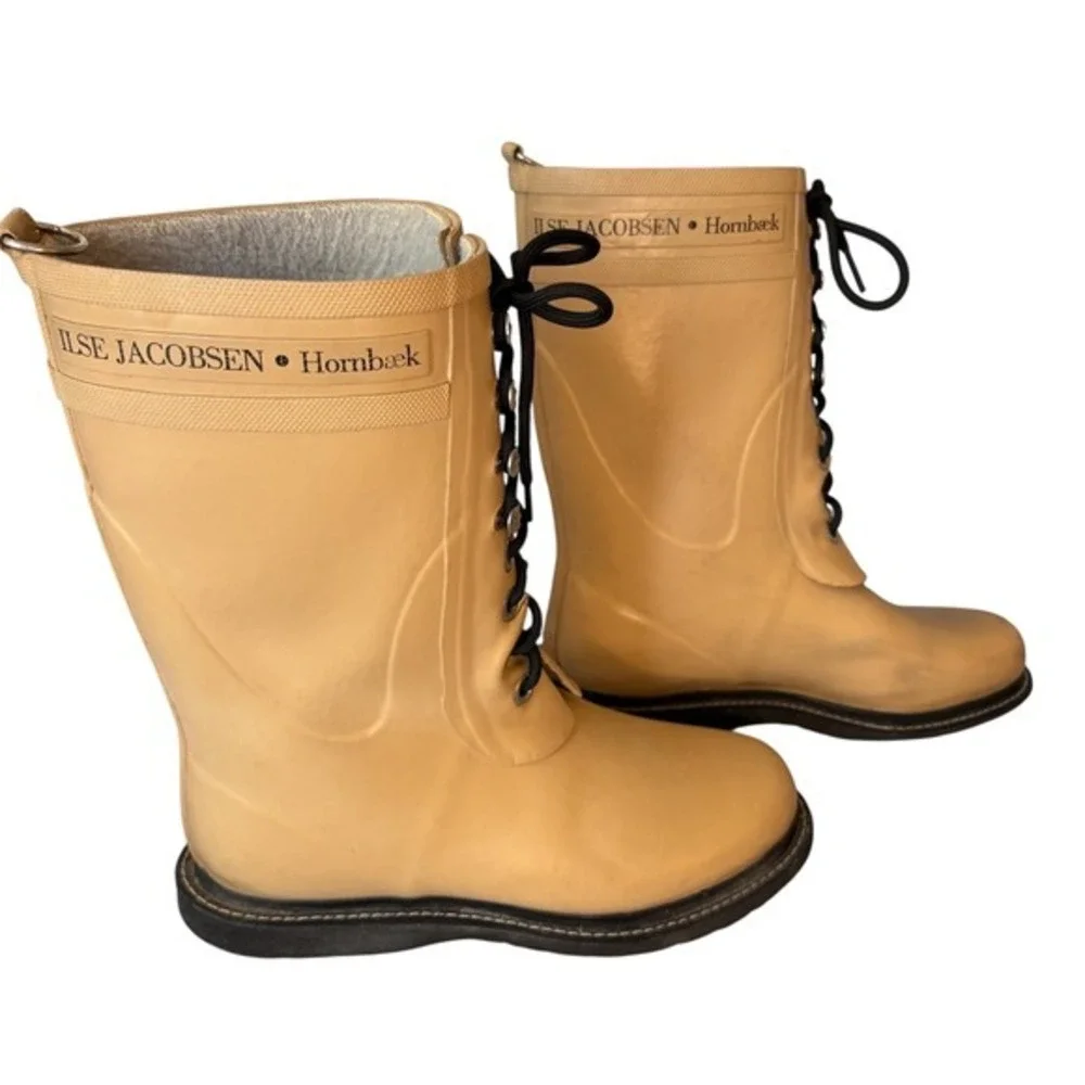 Ilse Jacobsen Hornbaek Women's Rubber Lace-Up Boots,‎ Chic Rain Boots 38/7.5
